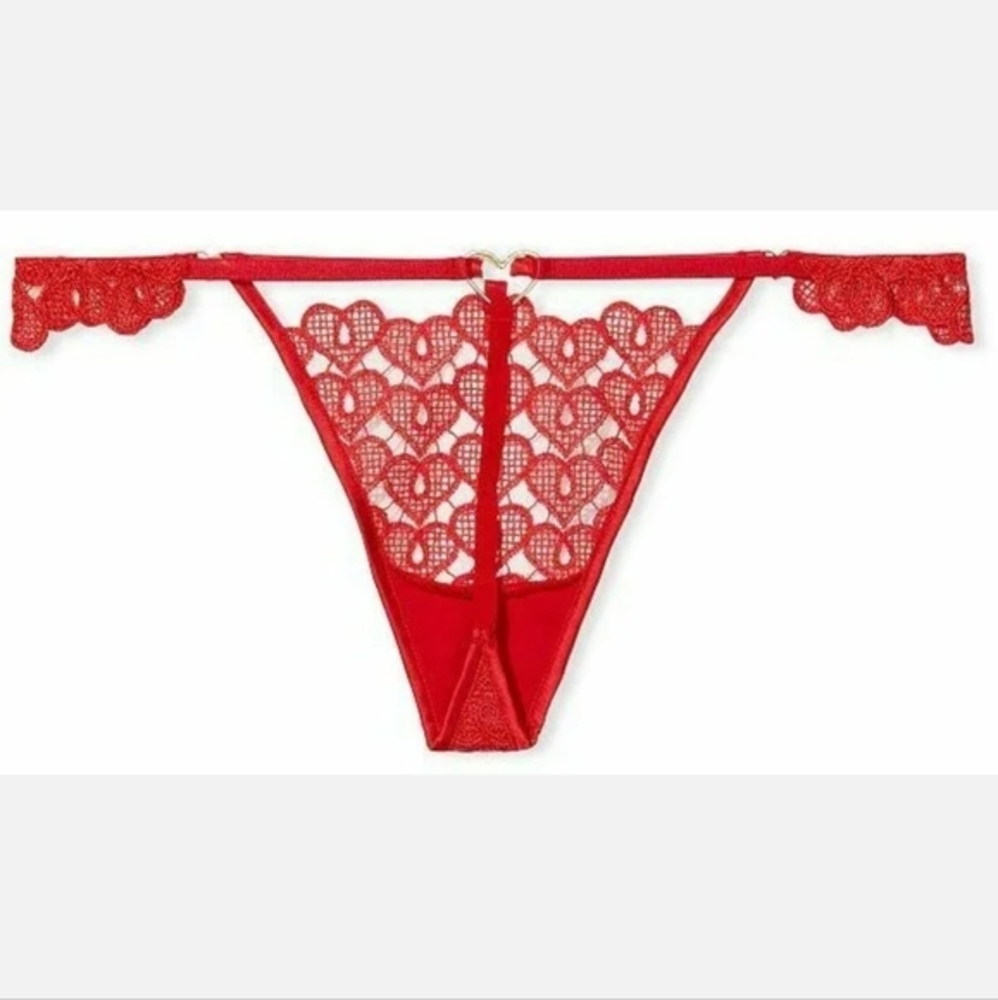 VICTORIAS SECRET DREAM ANGELS SWEET‎ HEART LACE V-STRING THONG PANTY - Picture 3 of 4